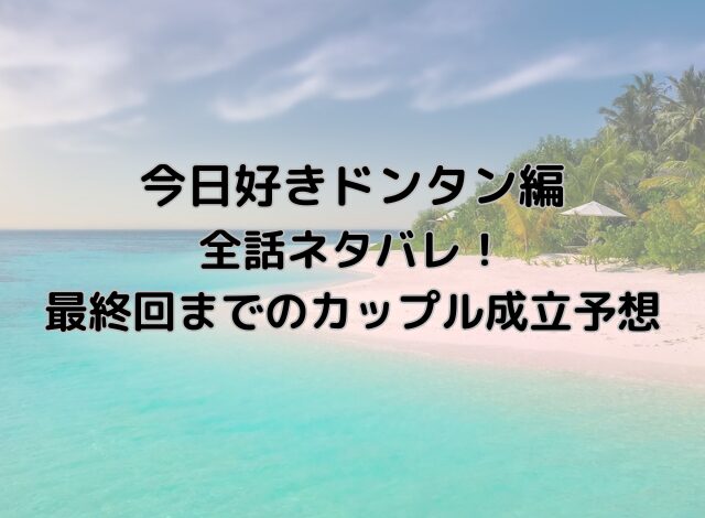 今日好きドンタン編ネタバレ！最終回までのカップル成立予想も！