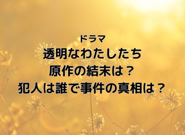 透明なわたしたち原作の結末は？犯人は誰で事件の真相は？